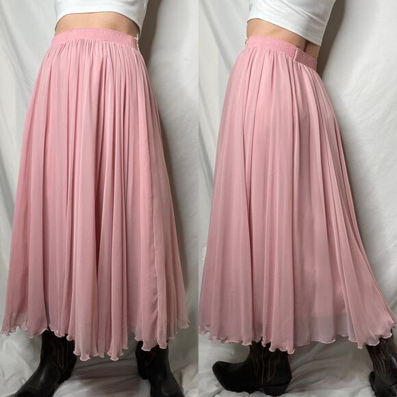 Vintage ballet pink chiffon maxi skirt full balletcore flowy nwt deadstock long - Picture 9 of 15